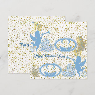 Valentines day Cupid Blue Guld Sheen Romantic Cute