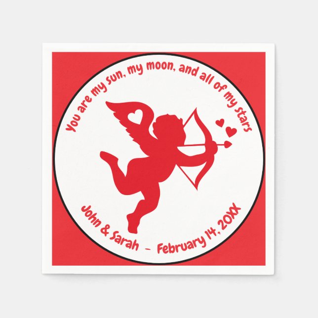 Valentine's Day Cupid Heart Pappersservett (Framsidan)