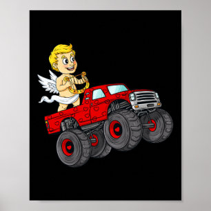 Valentines day Cupid Riding Monster Lastbil Roligt Poster