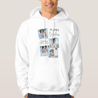 Valentine's Day Custom 4 Photo Collage & Names Hoodie