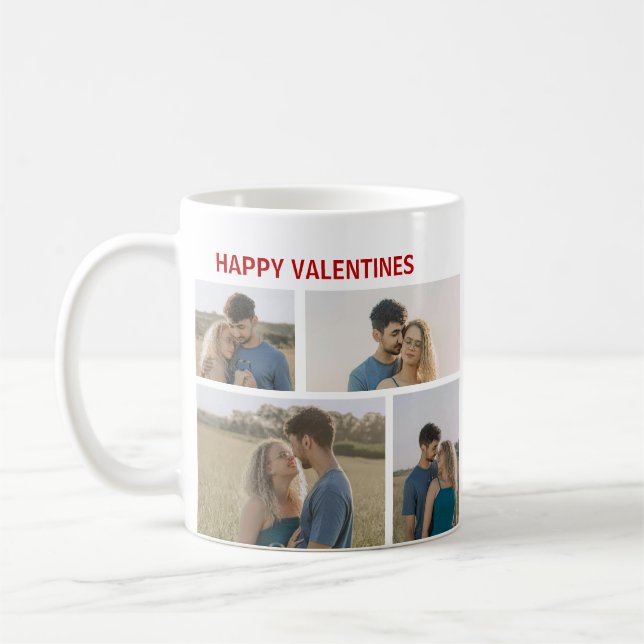 Valentines Day Custom 4 Photos Kaffemugg (Vänster)