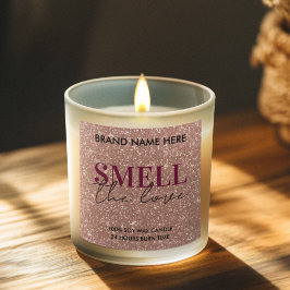 Valentine's Day Custom Pink Glitter Candle Label Fyrkantigt Klistermärke