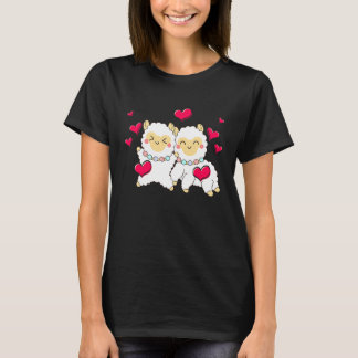 Valentines Day Cute Alpaca  Boyfriend Girlfriend T Shirt