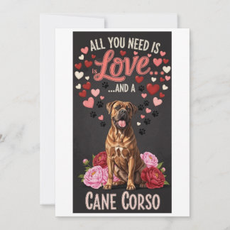 Valentine's Day cute cane corso dog Photo   Julkort
