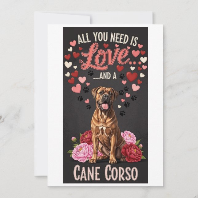 Valentine's Day cute cane corso dog Photo   Julkort (Framsida)