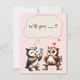 Valentines day Cute Couple Uggla Kärlek Frieri Julkort