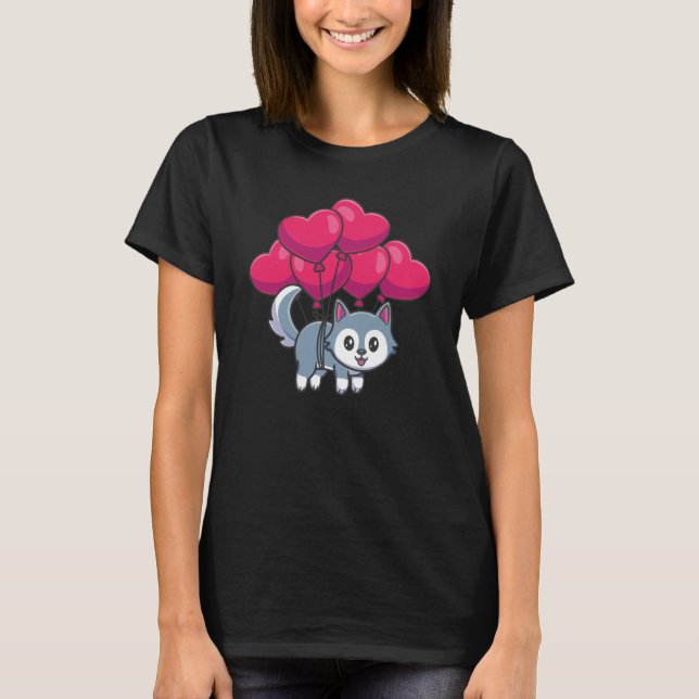 Valentines Day Cute Dogs Love Boyfriend Girlfriend T Shirt (Framsida)