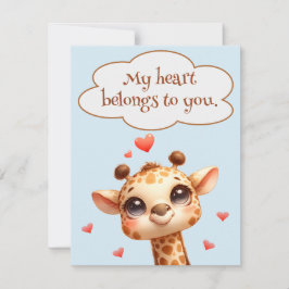 Valentines day Cute Giraffe Kärlek-meddelande Julkort