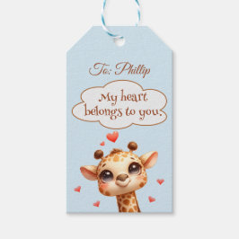 Valentines day Cute Giraffe Kärlek-meddelande Presentetikett