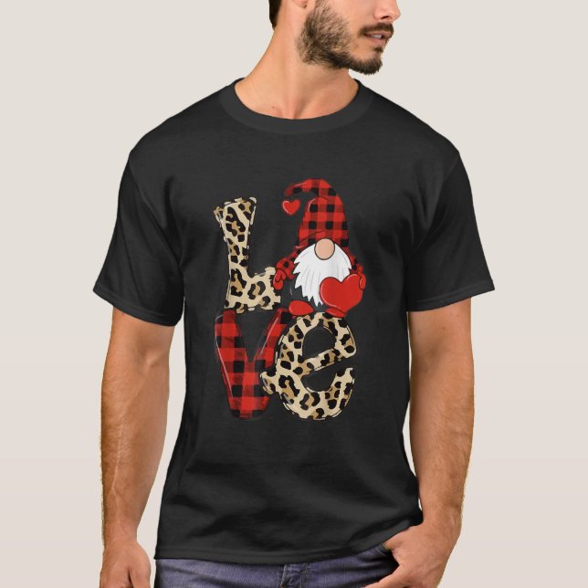 Valentines day Cute Kärlek Heart Gnome Leopard Che T Shirt (Framsida)