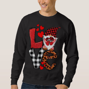 Valentines day Cute Kärlek Heart Gnome White Buffa Lång Ärmad Tröja