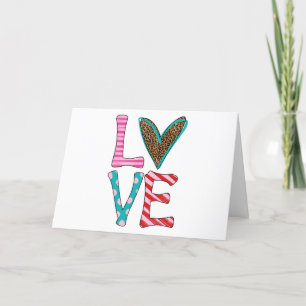 Valentines day Cute Kärlek Leopard Skriv ut färgst Helgkort