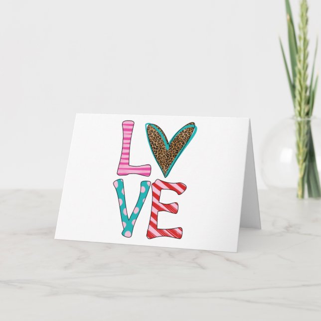 Valentines day Cute Kärlek Leopard Skriv ut färgst Helgkort (Framsida)