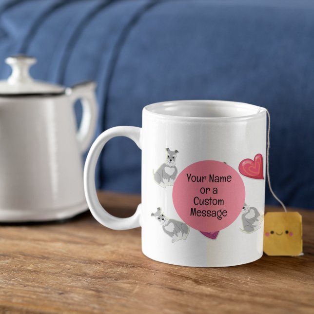 Valentines Day Cute Miniature Schnauzer Pet Hund C Kaffemugg (Skapare uppladdad)