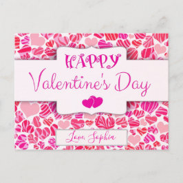 Valentines day Cute Modern Red Rosa Heart Vykort