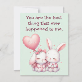 Valentines day Cute Rabbits Kärlek Balloon Brev Julkort
