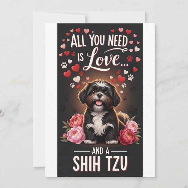 Valentine's Day Cute shih tzu  Photo Cuddle  Julkort (Framsida)