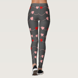 Valentines day Cute String Heards Red Rosa Romanti Leggings