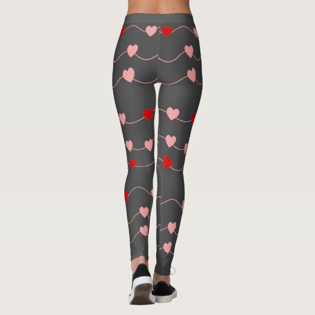 Valentines day Cute String Heards Red Rosa Romanti Leggings (Baksida)