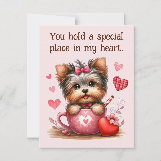 Valentines day Cute Yorkshire Terrier Hund Julkort (Framsida)