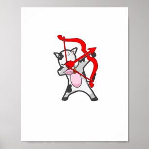 Valentines day Dabbing Cow Cupid Bow Poster
