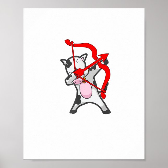 Valentines day Dabbing Cow Cupid Bow Poster (Framsidan)
