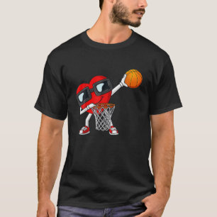 valentines day Dabbing Heart Basketball Funny Spor T Shirt