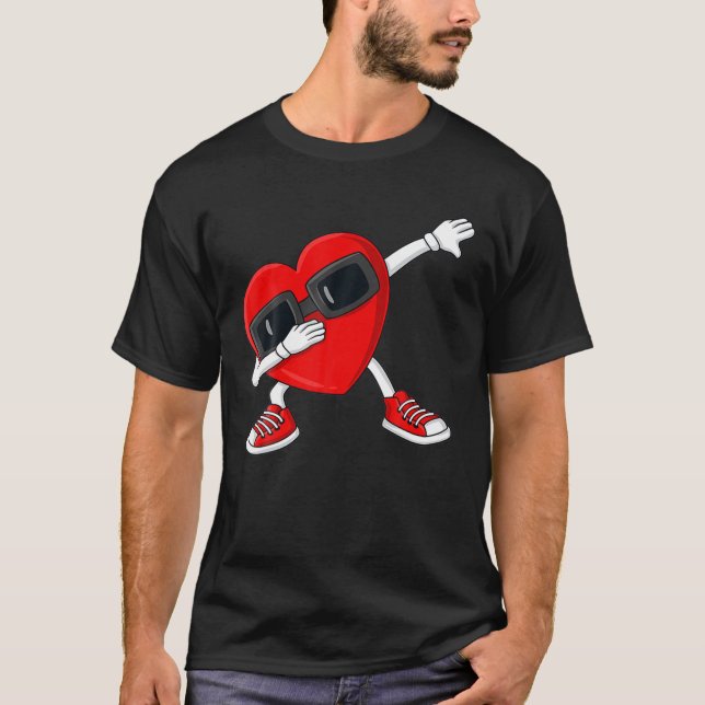 Valentines day Dabbing Heart Funny Boys Girls Kids T Shirt (Framsida)