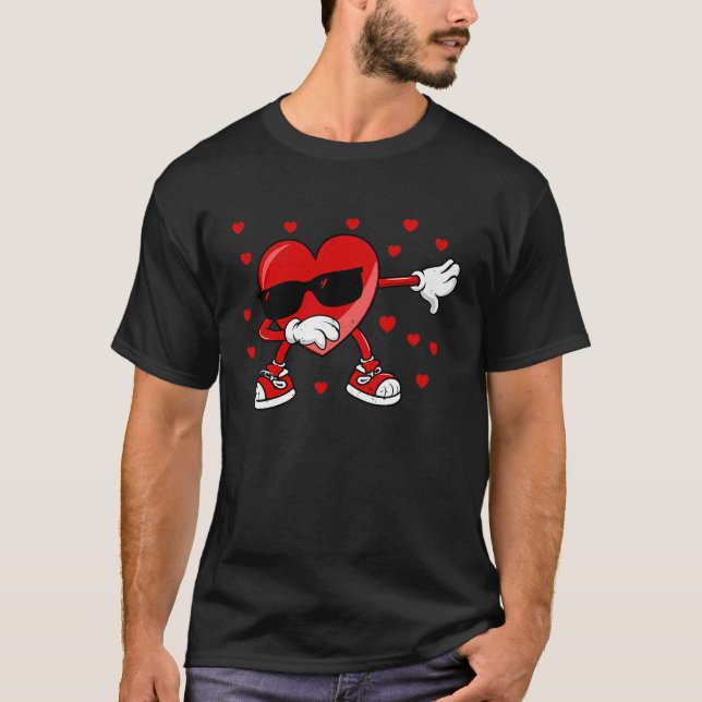Valentines day Dabbing Heart Funny Dab Dance Kärle T Shirt (Framsida)