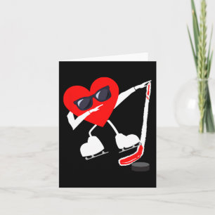 Valentines day Dabbing Heart Hockey Stick Puck Boy Kort