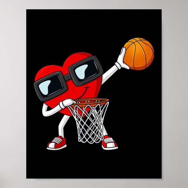Valentines day Dabbing Heart Holding A Basketball Poster (Framsidan)