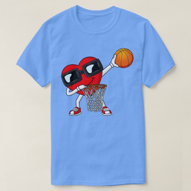 Valentines day Dabbing Heart Holding A Basketball T Shirt (Design framsida)
