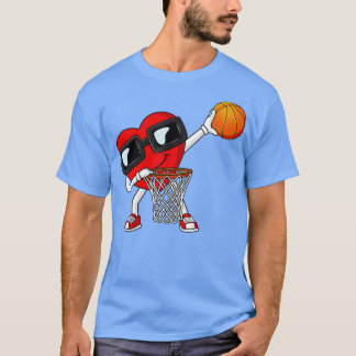 Valentines day Dabbing Heart Holding A Basketball T Shirt