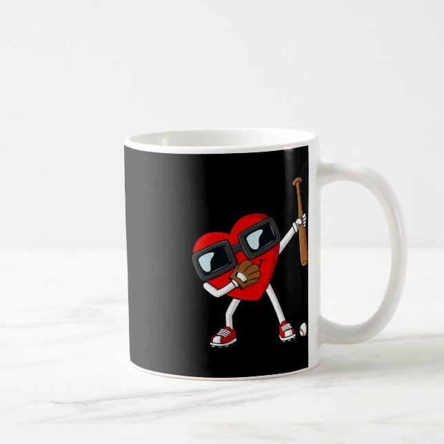 Valentines day Dabbing Heart med Baseball Fladderm Kaffemugg (Höger)