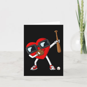 Valentines day Dabbing Heart med Baseball Fladderm Kort