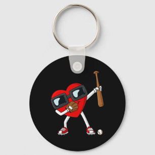 Valentines day Dabbing Heart med Baseball Fladderm Nyckelring