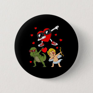 Valentines day Dabbing Heart och Cupid Roligt t Re Knapp