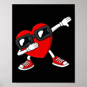 Valentines day Dabbing Heart Roligt Boys Girls Kid Poster