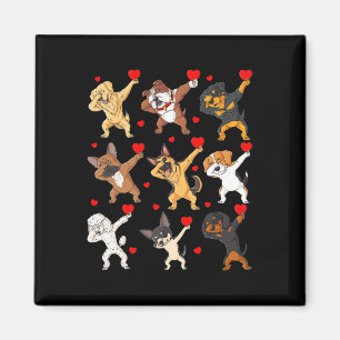 Valentines day Dabbing Hundar Holding Hearts Boys Magnet