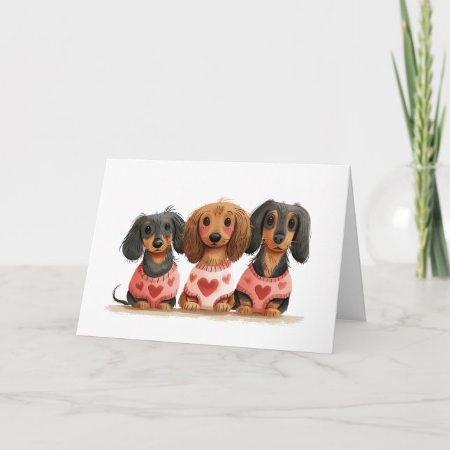 Valentines day Dachshund Hundar Helgkort (Framsida)