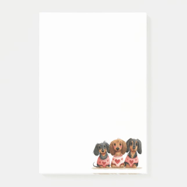 Valentines day Dachshund Hundar Post-it Block (Framsida)