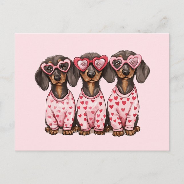 Valentines day Dachshund Hundar Vykort (Framsida)