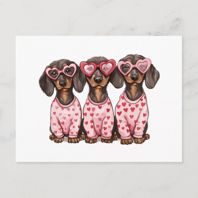 Valentines day Dachshund Hundar Vykort (Framsida)
