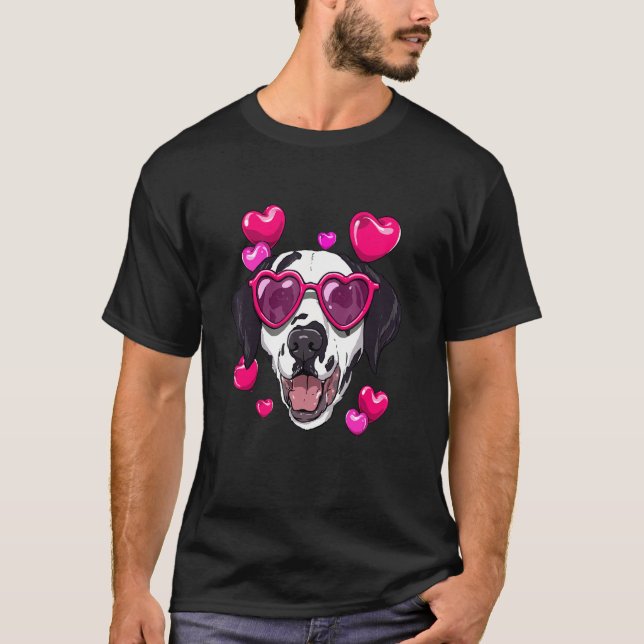 Valentines Day Dalmatian Heart Couples Love Day Do T Shirt (Framsida)