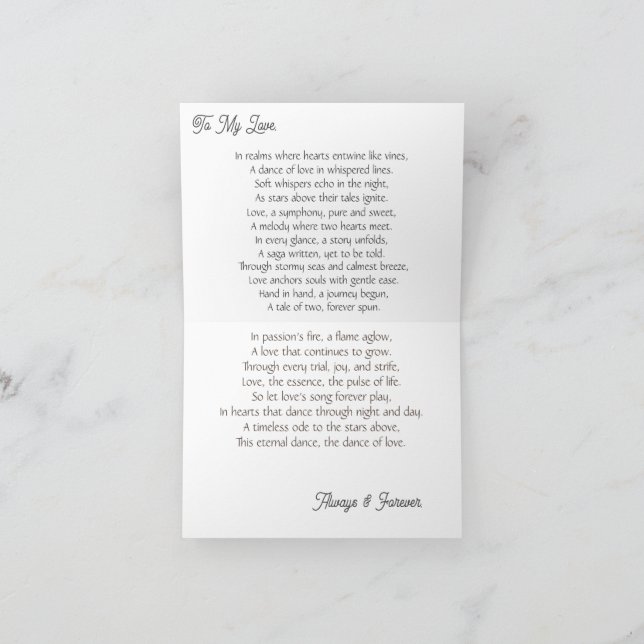 Valentines day-Dance i Kärlek Dikt Kort (Inuti)