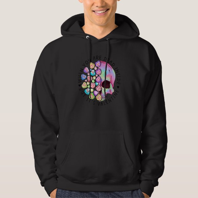 Valentines Day Dead Inside Skeleton Pastel Hearts  Hoodie (Framsida)