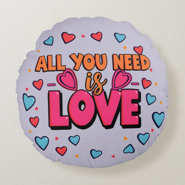 Valentine's day - Decorative Round Pillow Rund Kudde (Framsidan)