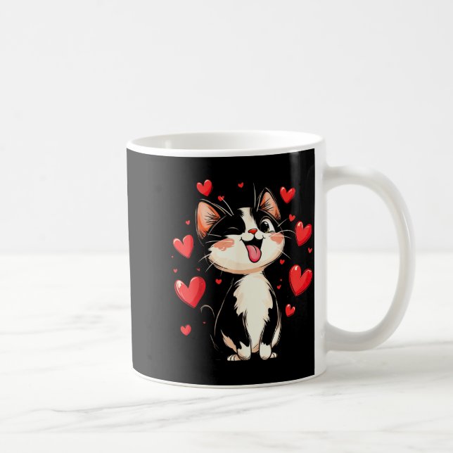 Valentines Day Design With A Cat On It  Kaffemugg (Höger)