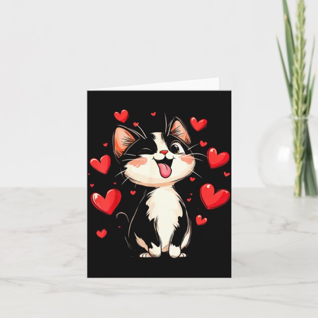 Valentines Day Design With A Cat On It  Kort (Framsida)
