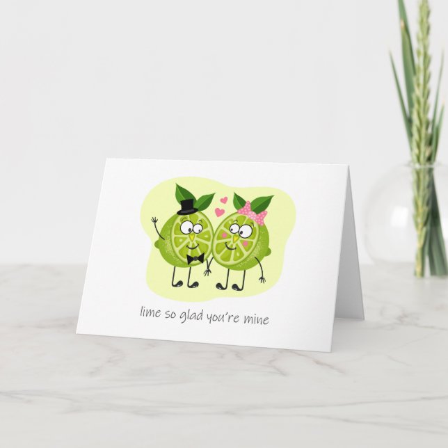 Valentines Day Digital Card With Funny Lime Kort (Framsida)